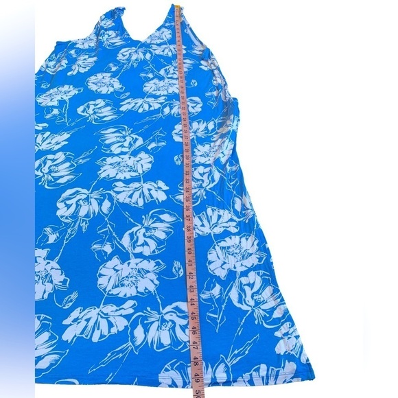 Joyspun Blue & White Floral Sleeveless Maxi Dress with Calf Side Splits - Picture 8 of 10